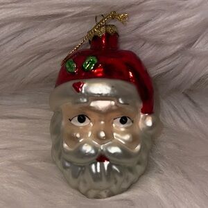 Macy’s Holiday Lane Molded Glass Santa Ornament